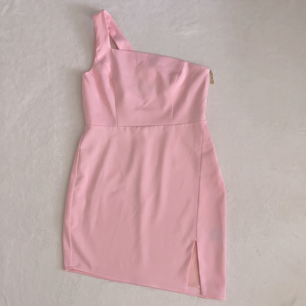 {Revolve} NBD x NAVEN | Mona Asymmetrical One Shoulder Mini Dress Lotus Pink (M) - Picture 3 of 16